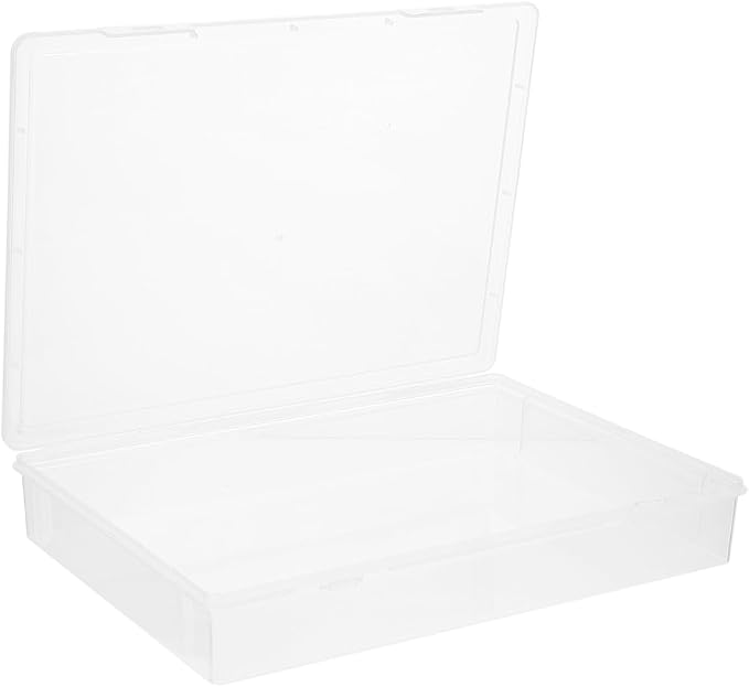 Tofficu Desktop Organizer File Storage Box 12.75X9.05X2.04In Clear Document Box with Lid for Office School Certificate Organizer Paper Filing Storage Container