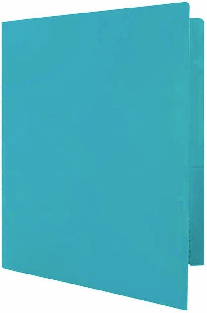JAM PAPER Heavy Duty Plastic 2 Pocket Extra Tough School Folders - Teal Blue - 24/Pack