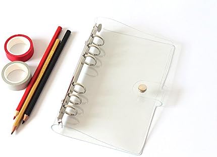 A6 A5 6-Holes Colorful PVC Cover Personal Organizer with Snap Button Closure File Folder for Loose Leaf Sheet Notebook (Petal, A6 Combo)