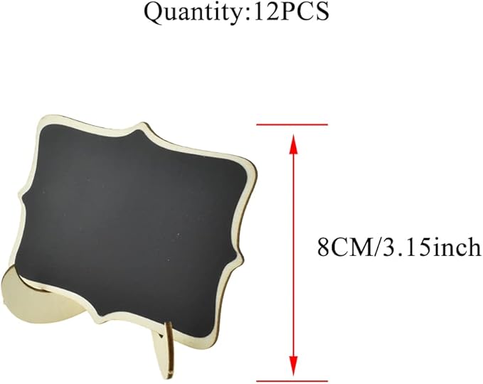 HAHIYO Mini Blackboards Chalkboard Signs with Wood Easels Support Easy Set up Smooth Even Surface Easy Write and Clean Stand Not Fall Over for Food Wedding Buffet Memo 12PCS