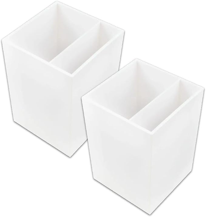 JAM PAPER Plastic Pen Holders - White Desktop Pencil Cups - 2/Pack