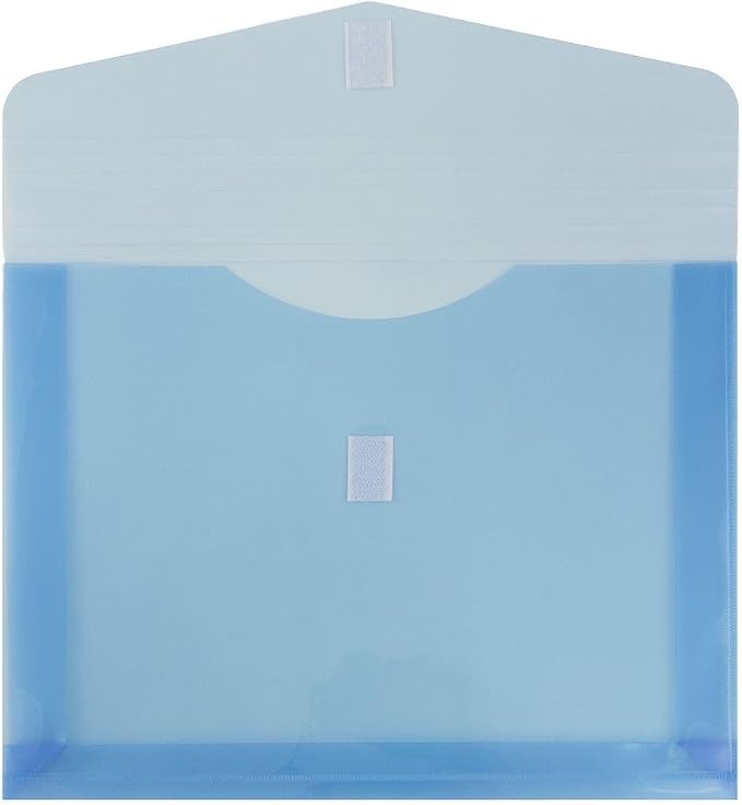 JAM PAPER Plastic Expansion Envelopes with Hook & Loop Closure - Letter Booklet - 9 3/4 x 13 with 2 Inch Expansion - Blue - 3/Pack