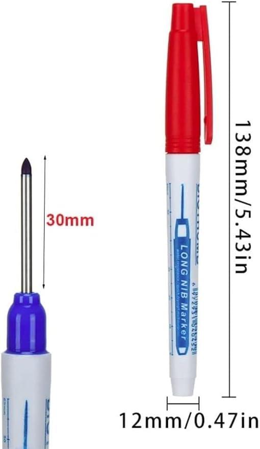 White Long Head Markers for Deep Holes Long Nosed Marker Pens Carpenter Pencil Hardware Woodworking Marking Pen Tools,30mm,Markers and Highlighter,Writing and Correction Supplies