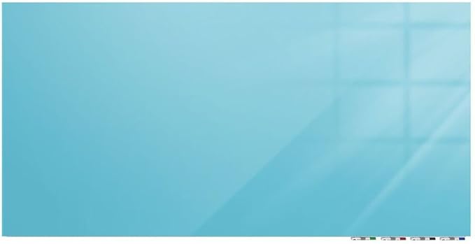 Aria 2'H x 3'W Magnetic Low Profile 1/4" Glass Whiteboard - Horizontal Blue - 4 Rare Earth Magnets, 4 Markers and Eraser