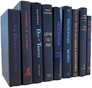 Decorative Accent for Home Decor – Real Books by Color® Interior Styling Piece for Bookshelf, Coffee Table, Design Display (Set of 7, Black Multi)