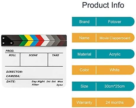 Sedremm Dry Erase Director's Film Movie Clapperboard Slate for Film TV MovieCut Action Scene (10x12in/24.5x30cm),Black