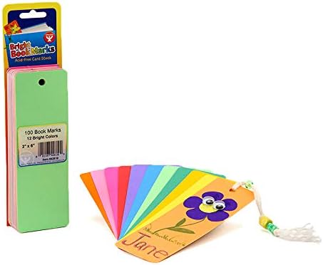 Hygloss Blank Bookmarks to Decorate - 100 Colorful DIY Bookmark Cardstock Blanks - 2x6 Inch, Pre-Punched Hole - Perfect for Craft Projects, Classroom Activities, Custom Gifts - 65 lb Paper