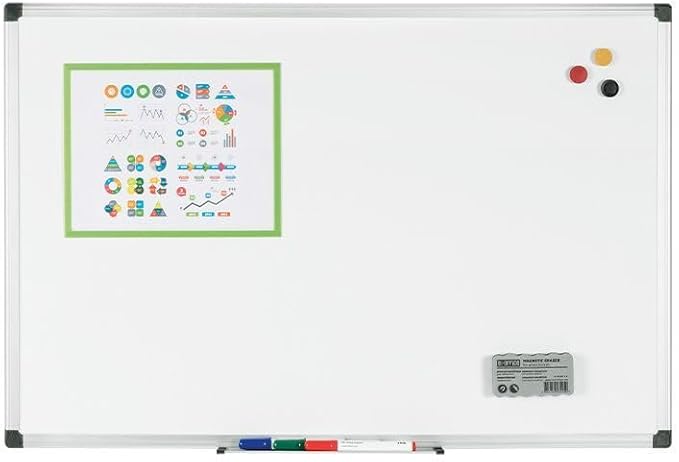 MasterVision Maya Series Magnetic Dry Erase Board, Porcelain Whiteboard, Snap-On Marker Tray, Wall Mounting Kit, 24" x 36", Aluminum Frame