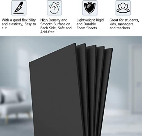 20 Pcs Black Foam Board 14 x 11 inch Foam Core Board Black Poster Board 3/16" Thick Foam Backing Boards for Crafts Poster Making Art Presentations
