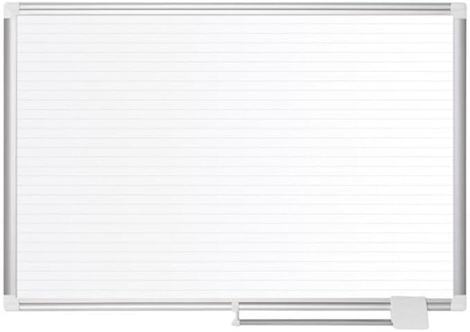 MasterVision Planning Board Magnetic Ruled Dry Erase, 36" x 48", Whiteboard with Aluminum Frame, Grey