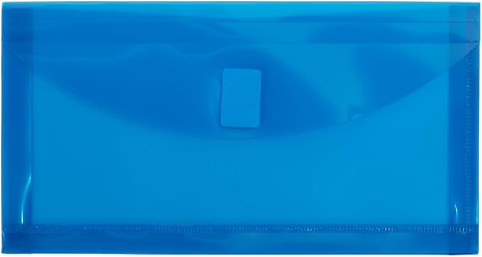 JAM PAPER Plastic Expansion Envelopes with Hook & Loop Closure - #10 Booklet Wallet - 5 1/4 x 10 with 1 Inch Expansion - Assorted Colors - 6/Pack