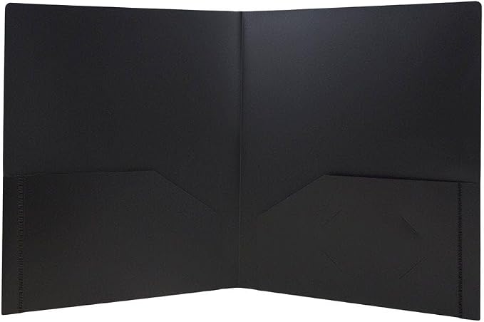 JAM PAPER Heavy Duty Plastic 2 Pocket Extra Tough School Folders - Black - 3/Pack