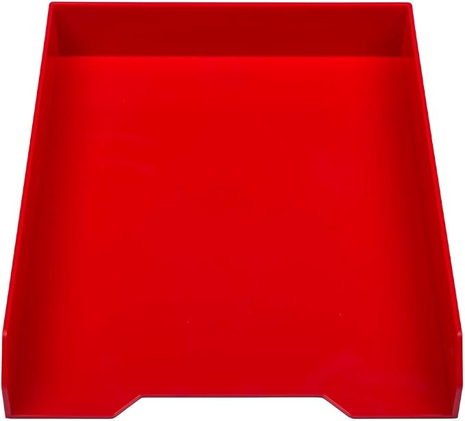 JAM PAPER Stackable Paper Trays - Red - Desktop Document, Letter, & File Organizer Tray - Sold Individually