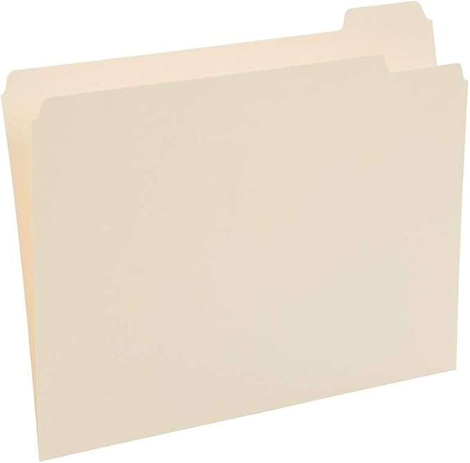 Staples File Folders, Letter Size, 1/5‑Cut Tabs, Assorted Positions, Manila, Durable Paper Stock, 100/Box