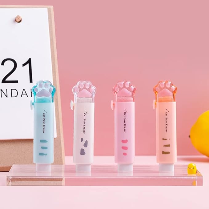 1Pc Student Rubber Rubbing Eraser Retractable,School Supplies and Reward Push-Pull Cat Paw Cute Eraser School Pencil Eraser Pencil Eraser,Standard Pencil Erasers,Erasers Random Color