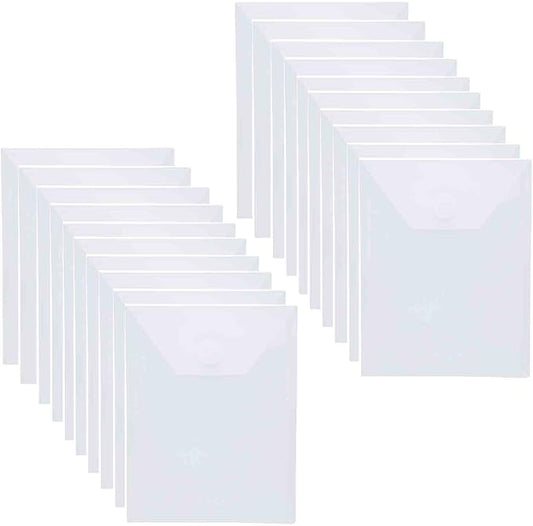 7x5 Clear Plastic Envelopes Hook Loop Closure Receipt Sticker Storage Holder 20 Pack