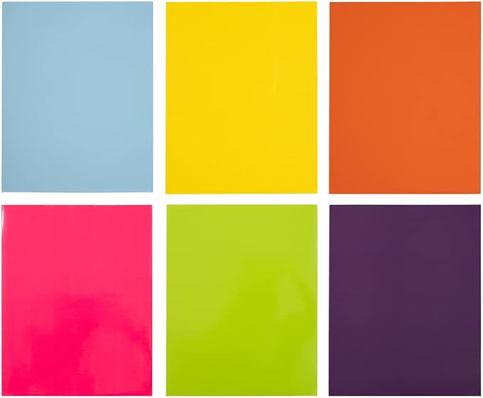 JAM PAPER Laminated Two Pocket Glossy School Folders - Letter Size - High Gloss Assorted Fashion Colors - 6/Pack