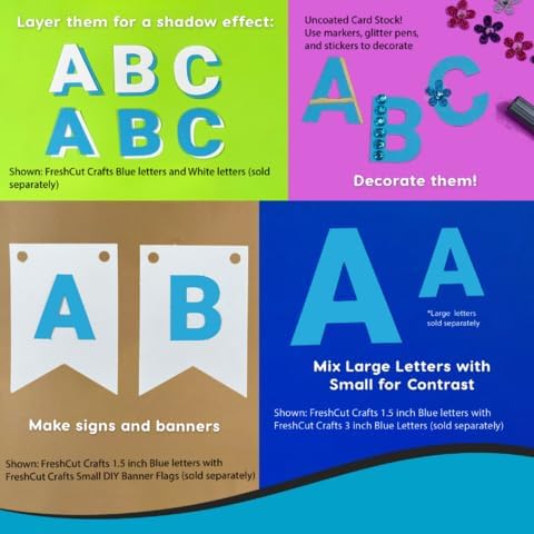 FreshCut Crafts 636 Pcs 1.5 in. Blue Bulletin Board Letters & Numbers, Capital Alphabet, Numbers, Punctuation, US Made Card Stock Punch Out Letters for Posters, Bulletin Boards, Classroom