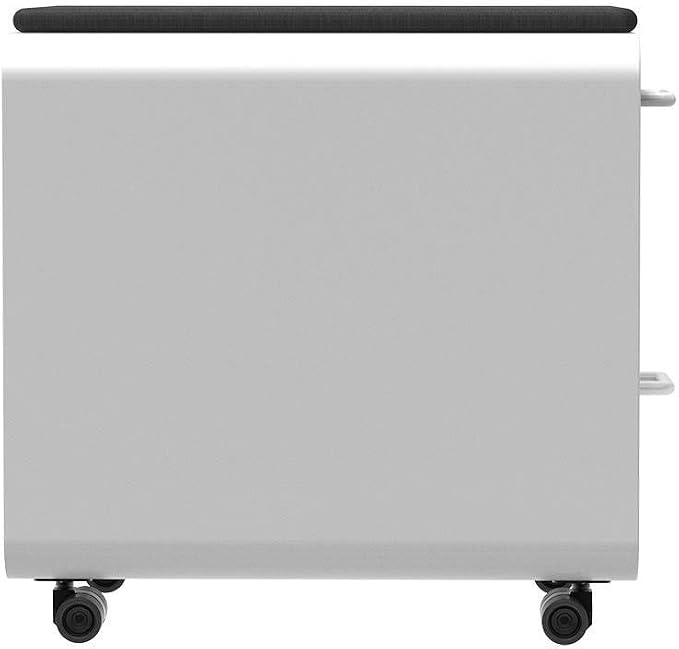 Monoprice Round Corner 2-Drawer File Cabinet - White, Lockable with Seat Cushion - Workstream Collection (137881)