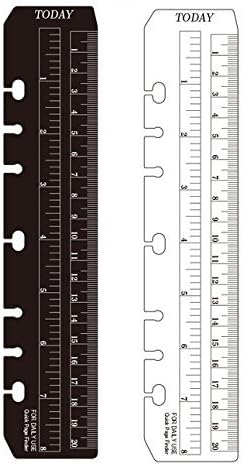 hwojjha 2Pcs Black/Clear Plastic Page Marker Pouch Pagefinder Measuring Today Ruler for A5 Size 6-Hole Binder Notebook (A5, Black + Clear)