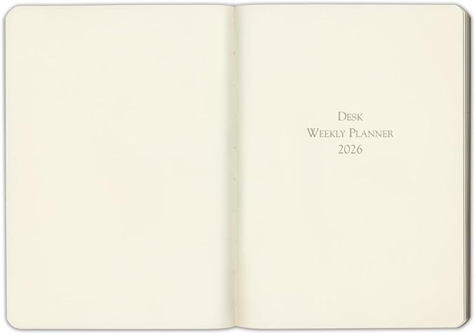Gallery Leather Desk Weekly Monthly Planner 2025-2026, Elegantly Bound Calendar Planner and Notebook with Stylish Gold-Gilded Page Edges, 12 Months - Monhegan Emerald - 8 x 5.5 "
