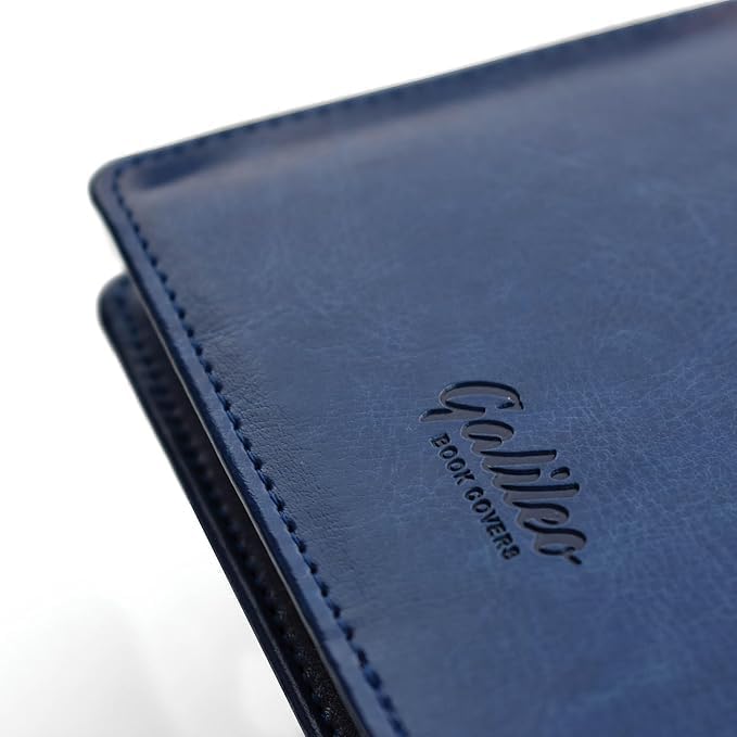 GALILEO® Single AA Big Book Cover with Coin Holder | PU Leather | AA Book Covers for Hardcover | AA Gift | Alcoholics Anonymous | Luxury Design (Single/Serenity Prayer/Navy Blue)
