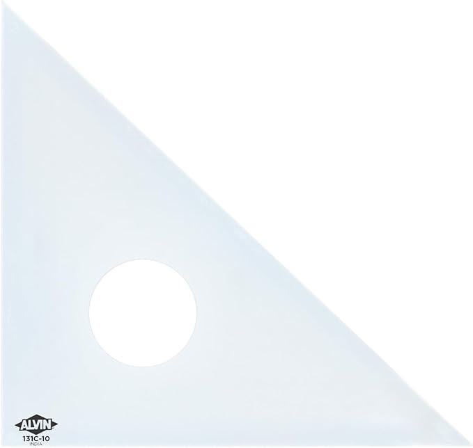 ALVIN 45-Degree/90-Degree 10" Clear Professional Acrylic Triangle Model 131C-10 Multipurpose Tool for Drafting Design and Architecture Great for Machining and Woodworking- 10" inch