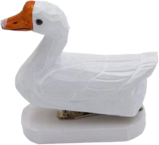 Wooden Animal Stapler, Desktop Stitcher Art Figurine Statue Sculpture Wooden Stapler for School Office Stationery (White Goose)