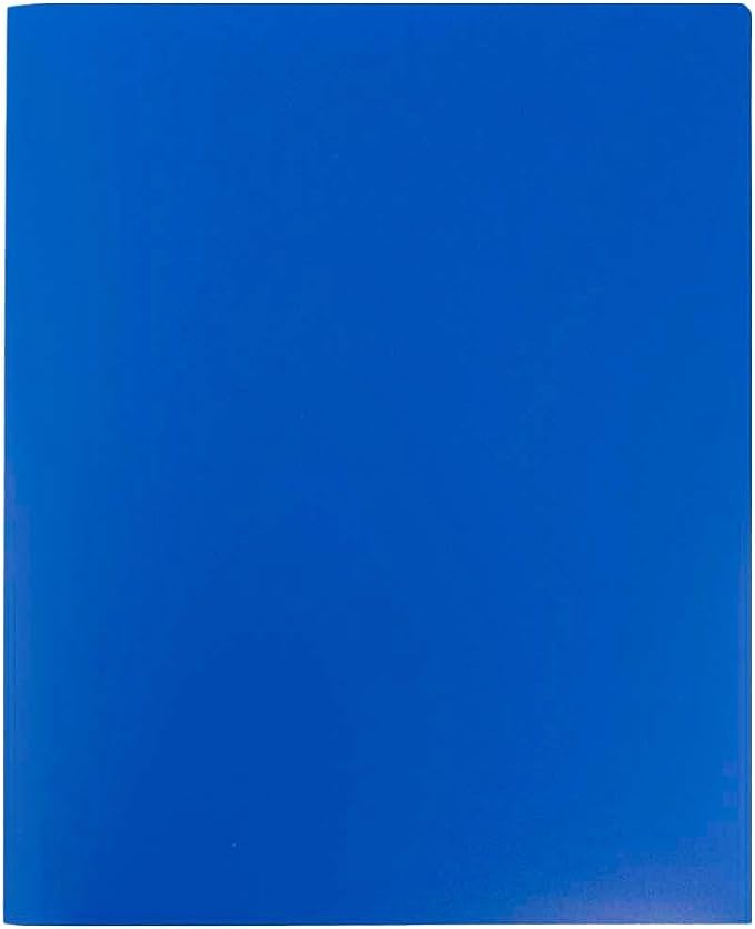 JAM PAPER Heavy Duty Plastic 2 Pocket Extra Tough School Folders - Blue - Bulk 48/Pack