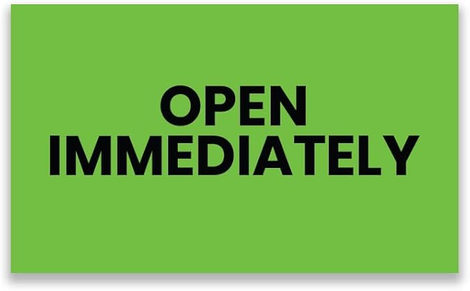 StickerJet Open Immediately – Warehouse Receiving Labels – 3"x5" Rectangle Labels – 500 Qty/Roll – Paper, Easy Peel and Stick, Strong Adhesive, No Residue, Made in USA