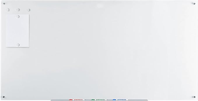 Audio-Visual Direct Non-Glare Projection Magnetic Ultra White Glass Dry-Erase Board Set - 8' x 4' - Includes Magnets, Hardware & Marker Tray