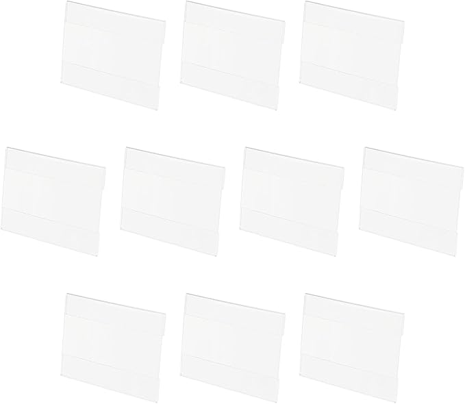MECCANIXITY Wall Mount Acrylic Sign Holder, 3.9 x 2.8 Inch Clear Plastic Wall Sign Holders Horizontal Acrylic Frames for Offices, Stores, Restaurants, Pack of 10