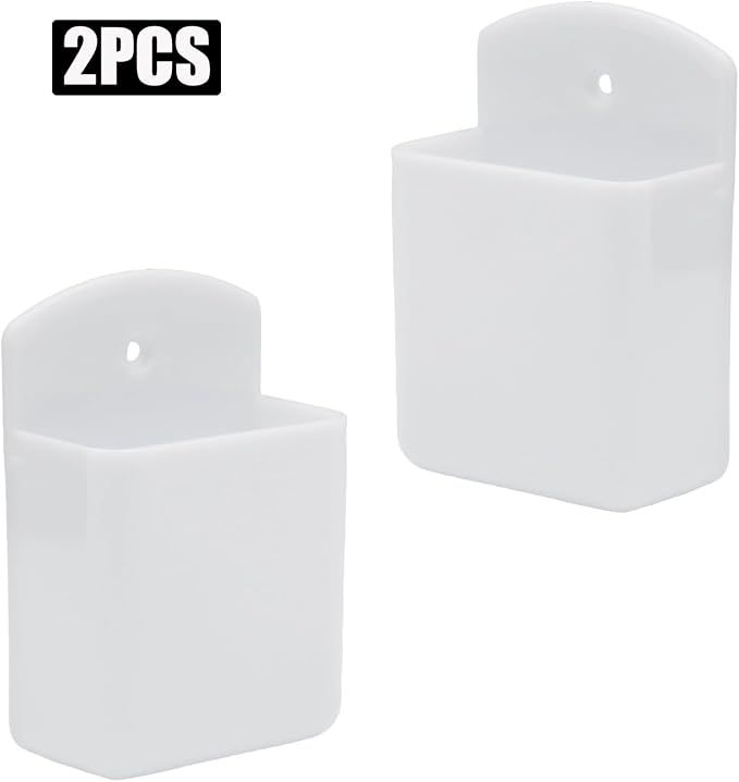 2 Pcs White Adhesive Remote Control Holders, Wall Mount TV Controller Holder Remote Organizer, Wall Mount Pen Holder Desk Accessories for Home/Office/School