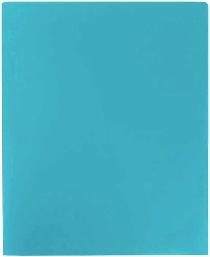 JAM PAPER Heavy Duty Plastic 2 Pocket Extra Tough School Folders - Teal Blue - 12/Pack