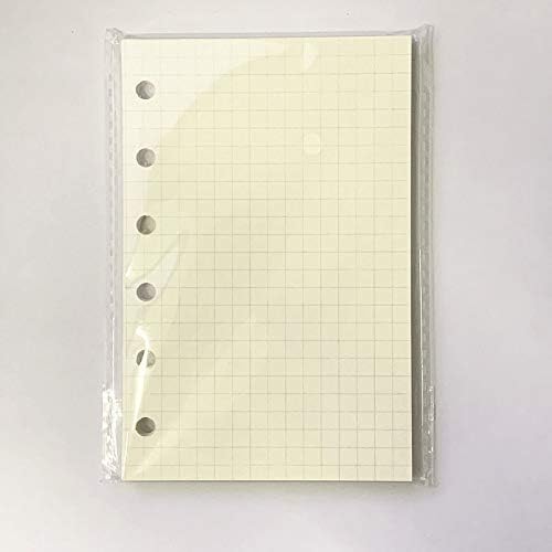 A7 Refill,Pocket Notebook Inserts, Grid 6 Hole Paper for Filofax, Square Matrix 100gsm Thicker Paper for Refillable 6 Rings Binder Agenda, 4.84 x 3.23'', Harphia