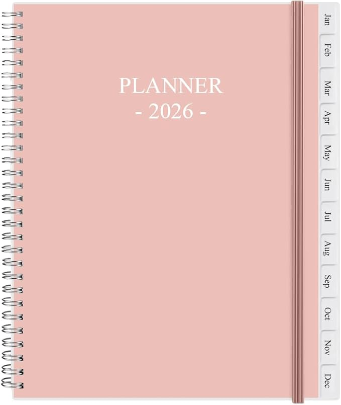 2026 Planner - Planner 2026 from January 2026 - December 2026, Monthly and Weekly Calender with 12 Tabs, 8.5" x 11", Pink