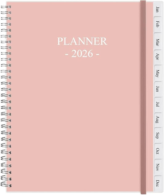 2026 Planner - Planner 2026 from January 2026 - December 2026, Monthly and Weekly Calender with 12 Tabs, 8.5" x 11", Pink