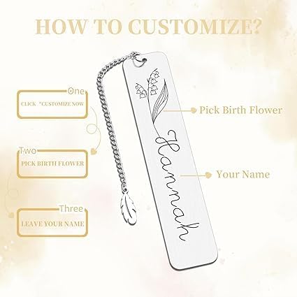 Personalized Bookmarks for Women Book Lover Birth Flower Birthday Customized Gifts for Reading Her Daughter Friends (Birthday Flower Bookmark)