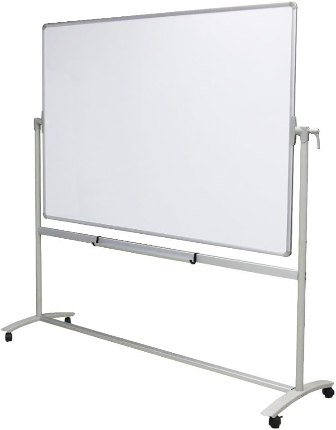 VIZ-PRO Double-Sided Non-Magnetic Office Whiteboard/Mobile Easel, 48 x 36 Inches, Steel Stand