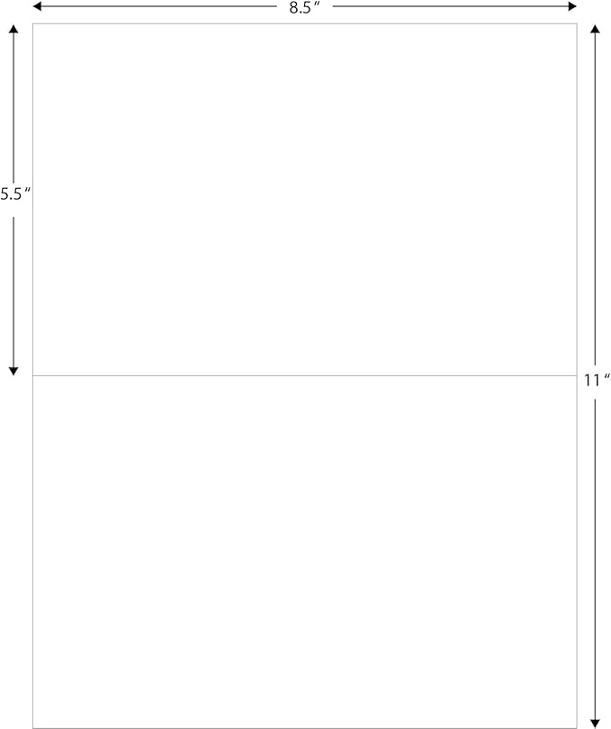 Blank Labels Half Sheet Shipping Labels, 5.5" x 8.5" (5-1/2 x 8-1/2) Permanent White Matte Label, Inkjet and Laser Guaranteed Made in USA- 500 Sheets - 1000 Labels
