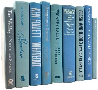 Decorative Accent for Home Decor – Real Books by Color® Interior Styling Piece for Bookshelf, Coffee Table, Design Display (Set of 7, Light Blue)