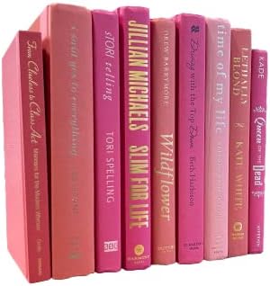 Decorative Accent for Home Decor – Real Books by Color® Interior Styling Piece for Bookshelf, Coffee Table, Design Display (Set of 9, Pink)