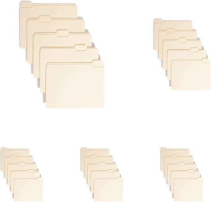 Smead File Folder,1/5-Cut Tab,Assorted Positions,Letter Size,Manila,100 per Box (10350),(Pack of 5)
