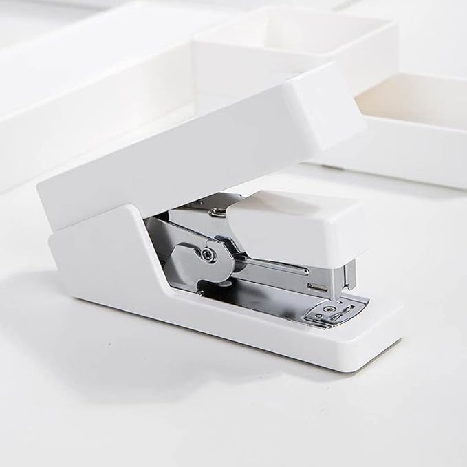 KUYWLMKMZZ Desk Stapler Portable Stapler Office Stapler Single Finger Press Labor Saving Stapler White Suitable for Office Document Binding and Finishing School Supplies (Color : White)