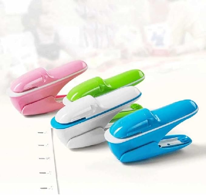 Hand-held Mini Safety Stapler Without Staples, 7 Sheets of Paper Binding Without Staples, College Office(C)