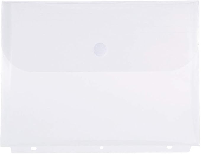 Filexec Poly Envelope, Letter, Side-Load, Hook & Loop Fastener, 3-Hole Punched, Clear (Pack of 12) (50086-17223)