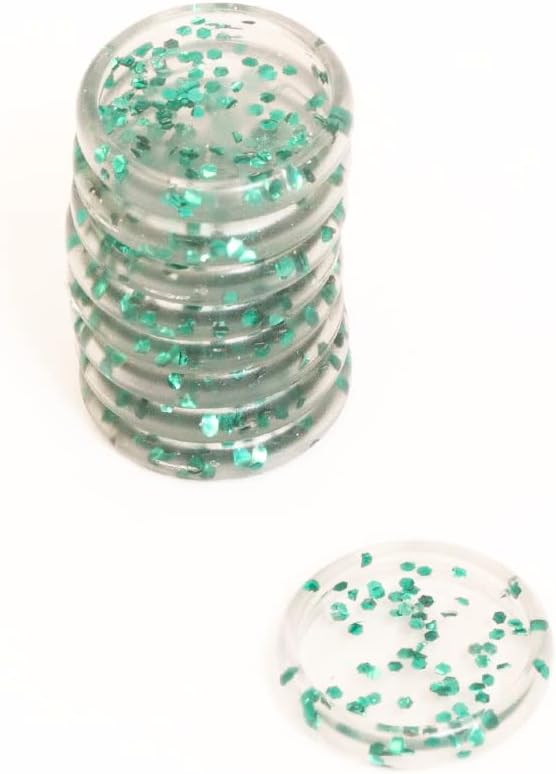 Craftelier - Plastic Glitter Disc S-Rings for Scrapbooking Binding for Planners, Agendas, Notebooks or Albums | Pack of 9 pcs. 25 mm Diameter - Turquoise Colour