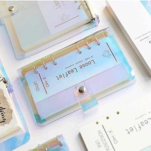 A6 A5 6-Holes Colorful PVC Cover Personal Organizer with Snap Button Closure File Folder for Loose Leaf Sheet Notebook (Laser, A6 Combo)