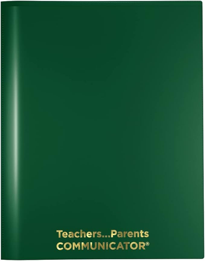 Nicky's Folder® English Communicator, Parent-Teacher Folder, Patented Tear-Resistant, Flexible Plastic, 2 Inside Pockets, 2 Exterior Sleeves, Letter Size Paper, Single Color (24 Pack) (Green)