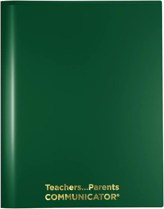Nicky's Folder® English Communicator, Parent-Teacher Folder, Patented Tear-Resistant, Flexible Plastic, 2 Inside Pockets, 2 Exterior Sleeves, Letter Size Paper, Single Color (24 Pack) (Green)